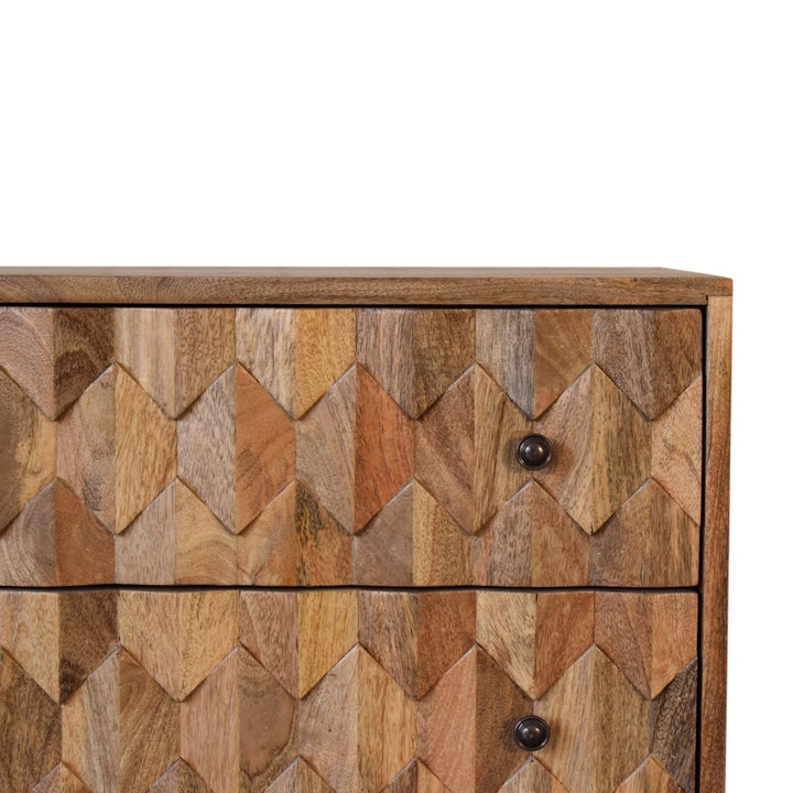 Handcrafted U-Shape Dresser - Solid Mango Wood Storage Chest for Bedroom - product view 5 showing handcrafted solid mango...