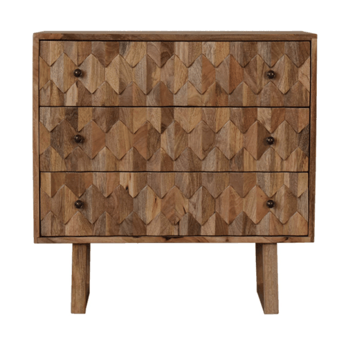 Handcrafted U-Shape Dresser - Solid Mango Wood Storage Chest for Bedroom - product view 2 showing handcrafted solid mango...