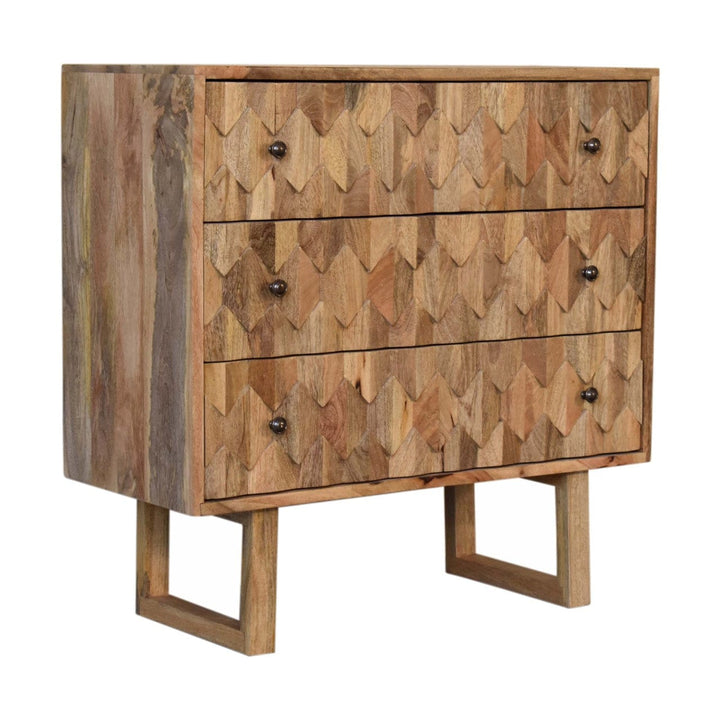 Handcrafted U-Shape Dresser - Solid Mango Wood Storage Chest for Bedroom - main view showing handcrafted solid mango wood...
