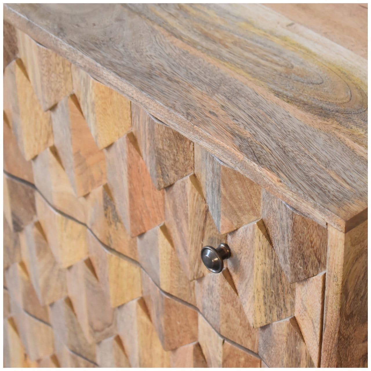 Handcrafted U-Shape Dresser - Solid Mango Wood Storage Chest for Bedroom - product view 6 showing handcrafted solid mango...