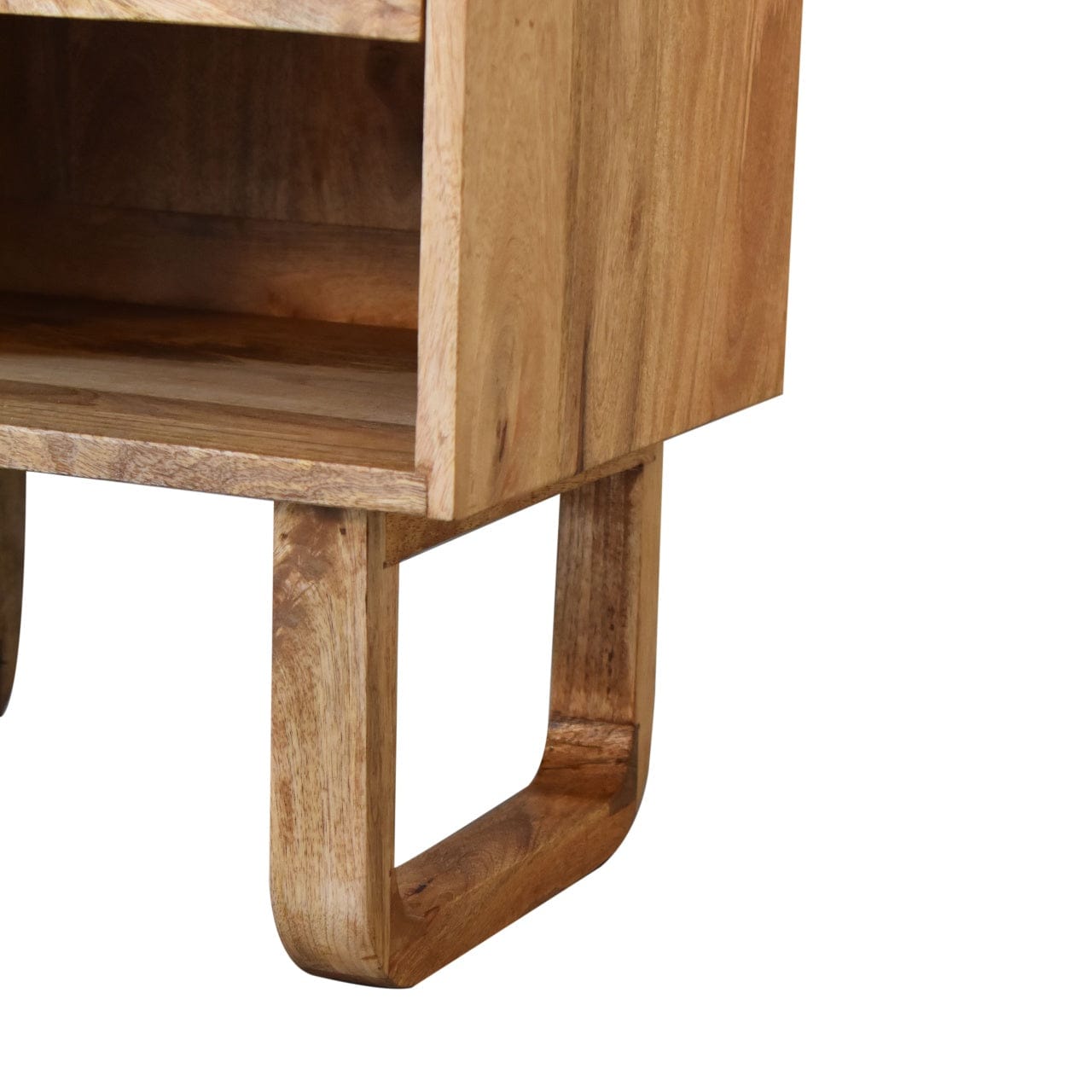 Handcrafted U-Shape Sunrise Open Slot Nightstand - Solid Mango Wood Bedside Table for Bedroom - product view 7 showing...