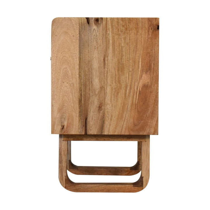 Handcrafted U-Shape Sunrise Open Slot Nightstand - Solid Mango Wood Bedside Table for Bedroom - product view 8 showing...