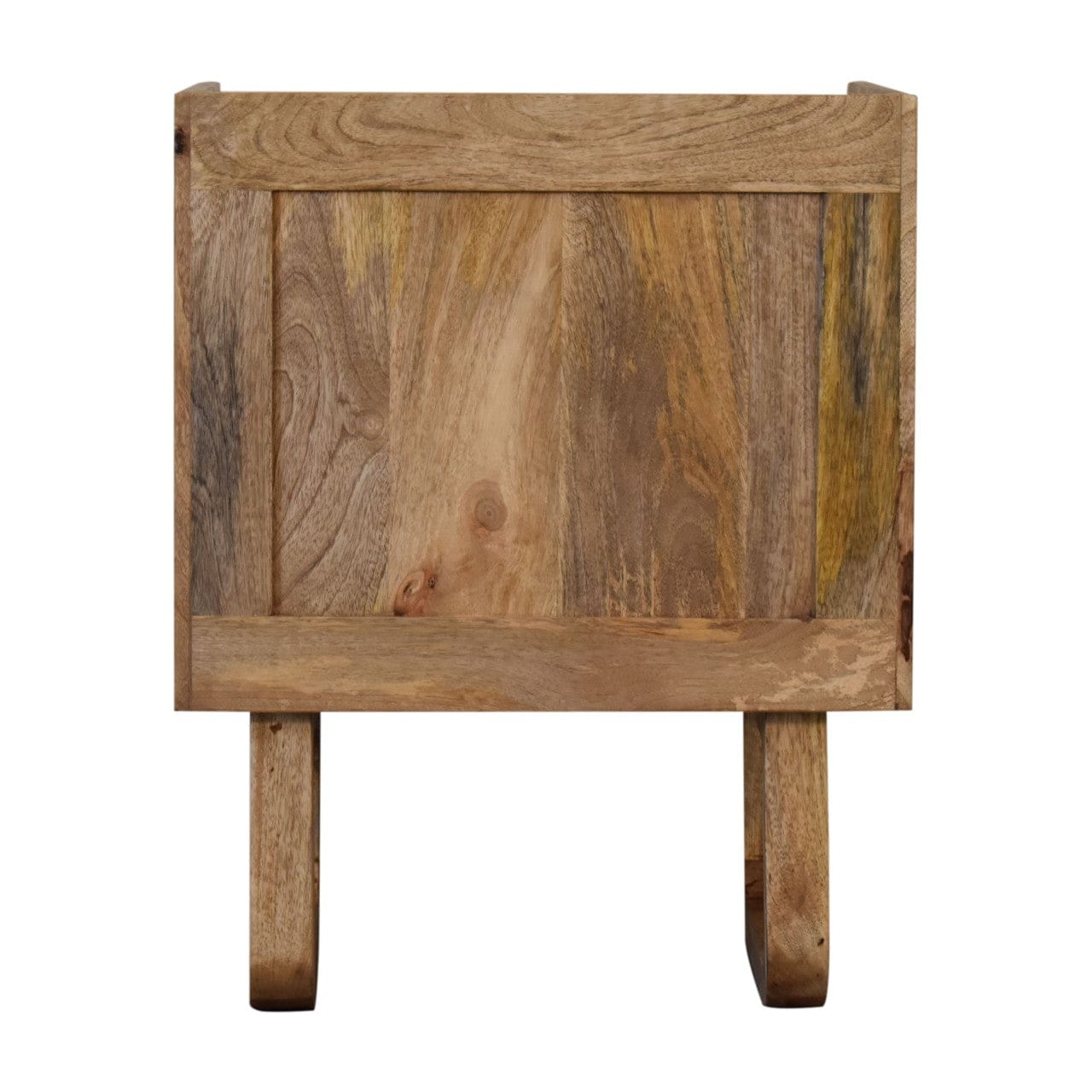 Handcrafted U-Shape Sunrise Open Slot Nightstand - Solid Mango Wood Bedside Table for Bedroom - product view 9 showing...