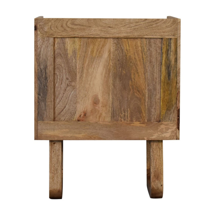 Handcrafted U-Shape Sunrise Open Slot Nightstand - Solid Mango Wood Bedside Table for Bedroom - product view 9 showing...