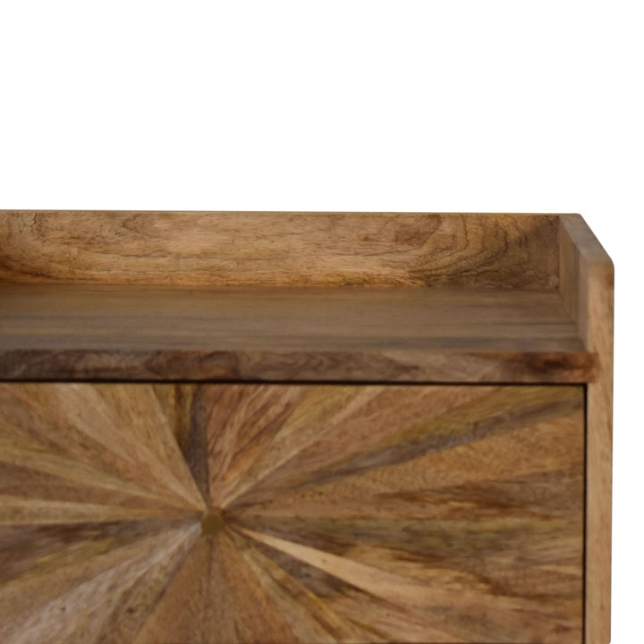 Handcrafted U-Shape Sunrise Open Slot Nightstand - Solid Mango Wood Bedside Table for Bedroom - product view 5 showing...