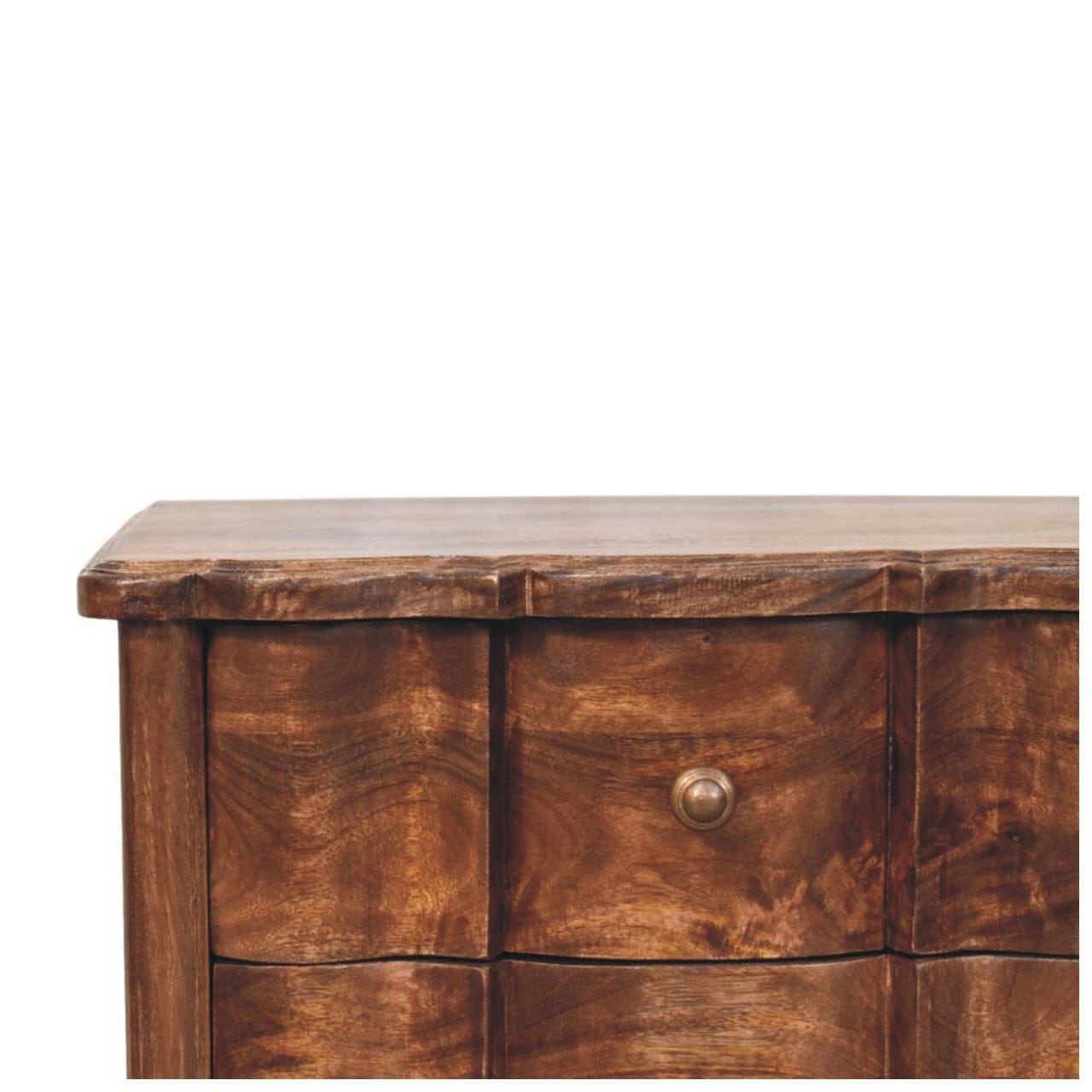 Handccrafted Valencia Nightstand - Solid Mango Wood Bedside Table for Bedroom - product view 4 showing handcrafted solid...