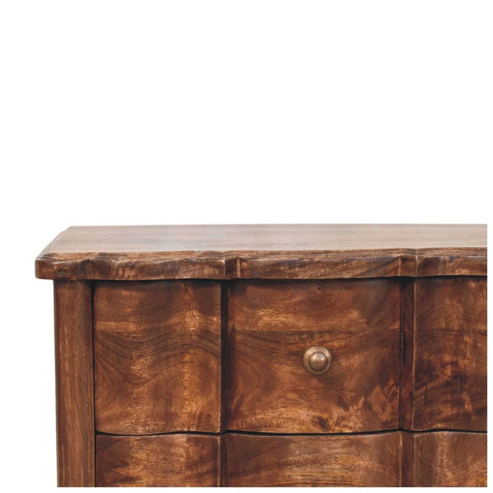 Handccrafted Valencia Nightstand - Solid Mango Wood Bedside Table for Bedroom - product view 4 showing handcrafted solid...