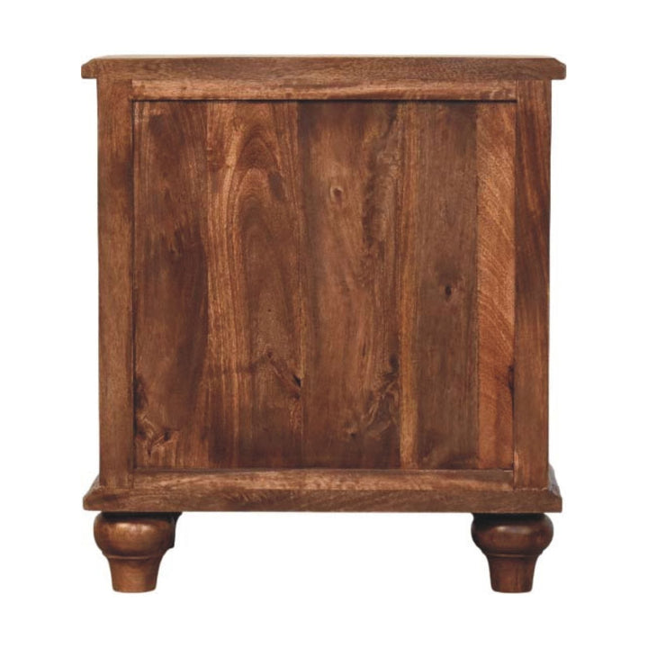 Handccrafted Valencia Nightstand - Solid Mango Wood Bedside Table for Bedroom - product view 9 showing handcrafted solid...