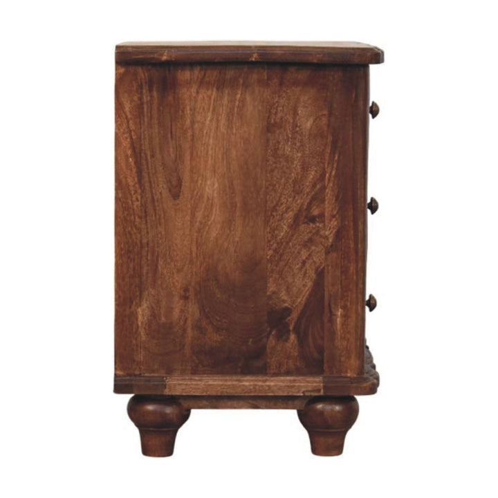 Handccrafted Valencia Nightstand - Solid Mango Wood Bedside Table for Bedroom - product view 8 showing handcrafted solid...