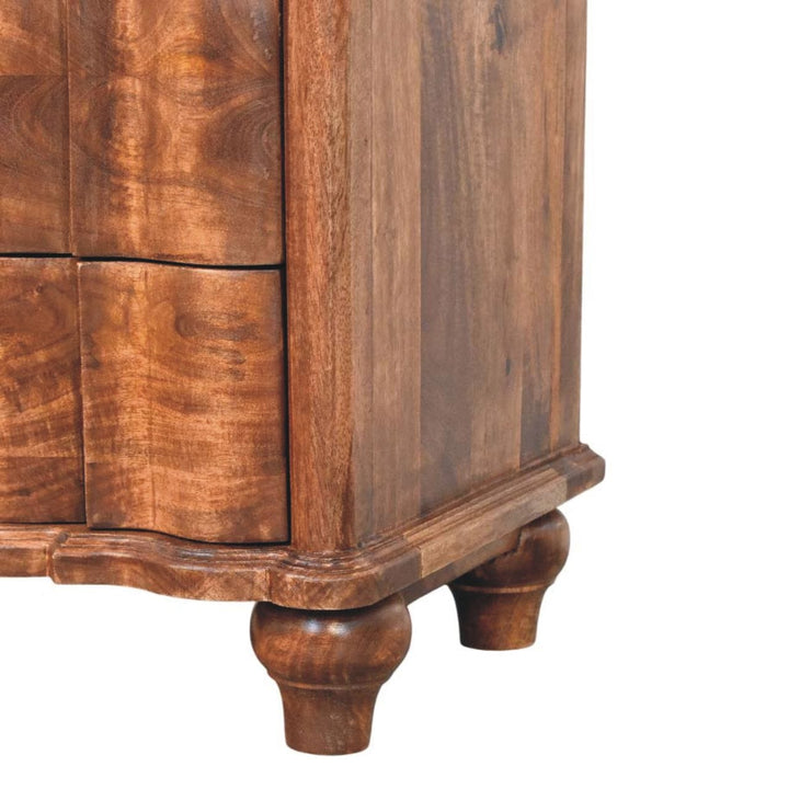 Handccrafted Valencia Nightstand - Solid Mango Wood Bedside Table for Bedroom - product view 7 showing handcrafted solid...