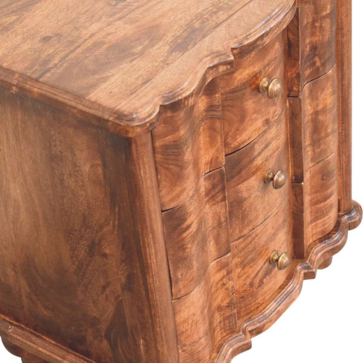 Handccrafted Valencia Nightstand - Solid Mango Wood Bedside Table for Bedroom - product view 5 showing handcrafted solid...