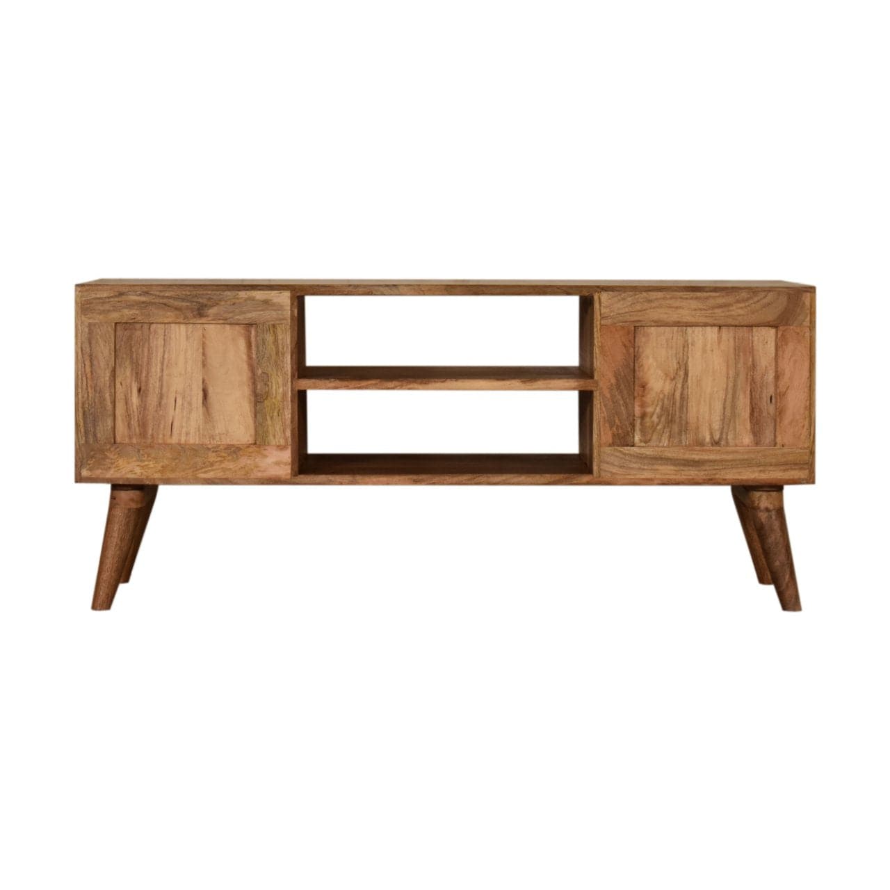 Handcrafted Valentina TV Stand - Solid Mango Wood Entertainment Center for Living Room - product view 8 showing...