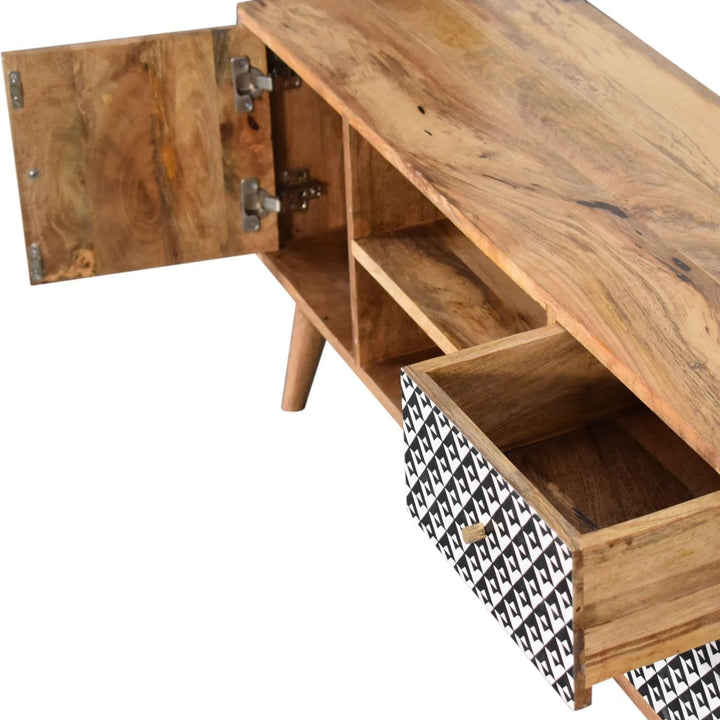 Handcrafted Valentina TV Stand - Solid Mango Wood Entertainment Center for Living Room - product view 5 showing...