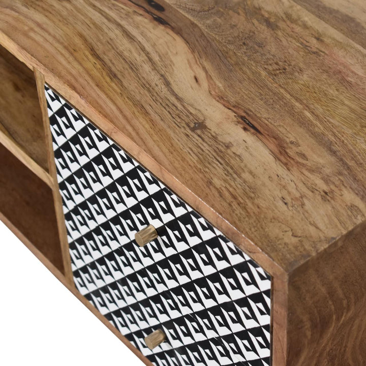 Handcrafted Valentina TV Stand - Solid Mango Wood Entertainment Center for Living Room - product view 4 showing...