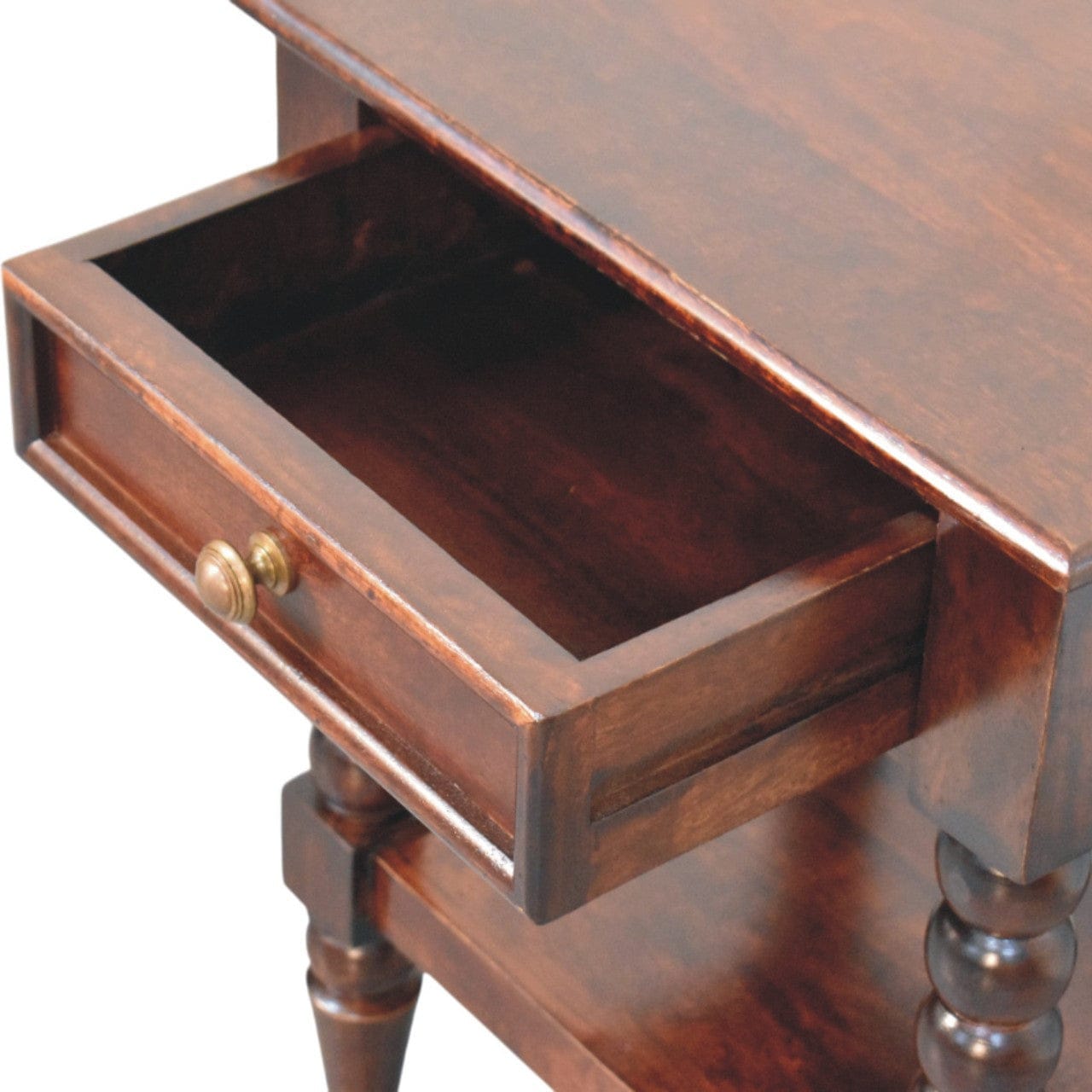 Handcrafted Vienna 1-Drawer Nightstand - Solid Mango Wood Bedside Table for Bedroom - product view 5 showing handcrafted...