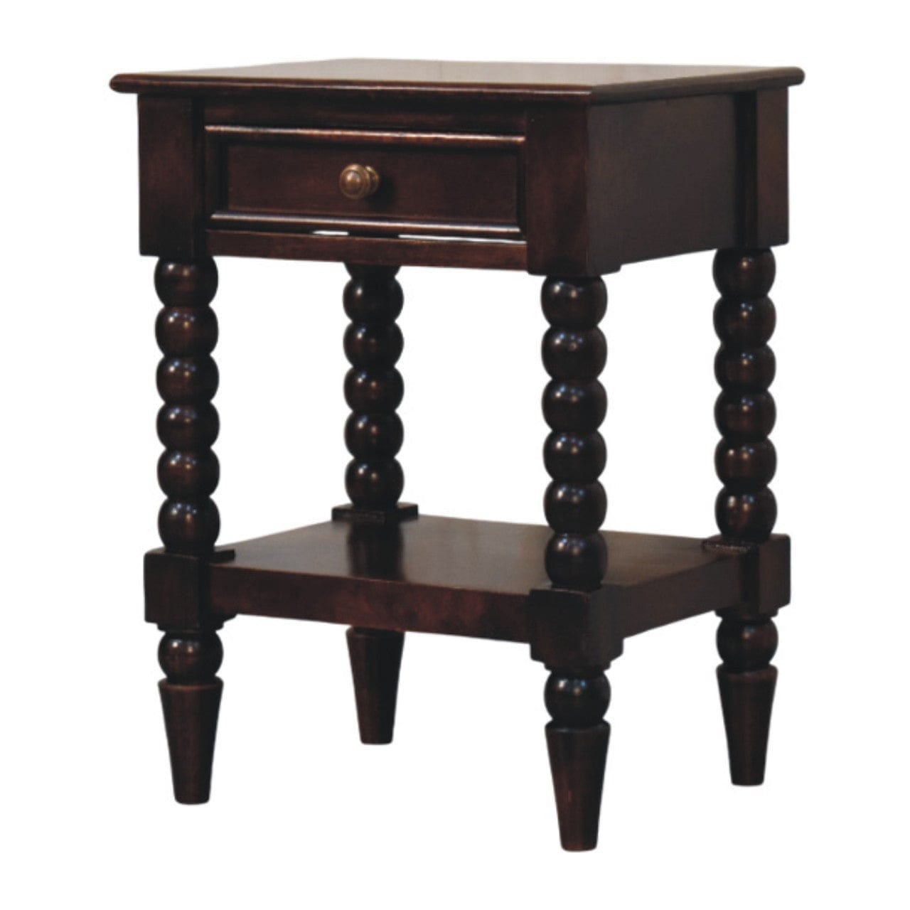 Handcrafted Vienna 1-Drawer Nightstand - Solid Mango Wood Bedside Table for Bedroom - main view showing handcrafted solid...