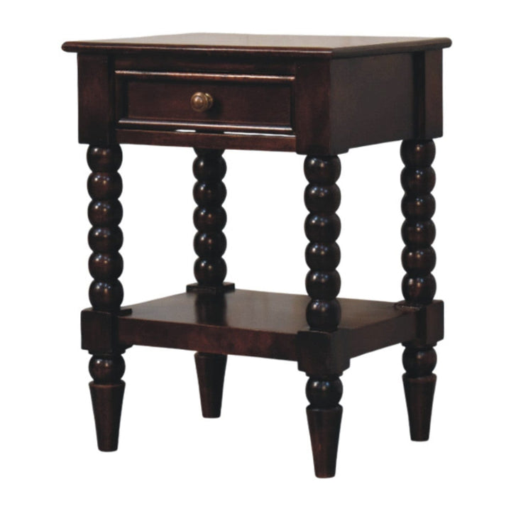 Handcrafted Vienna 1-Drawer Nightstand - Solid Mango Wood Bedside Table for Bedroom - main view showing handcrafted solid...