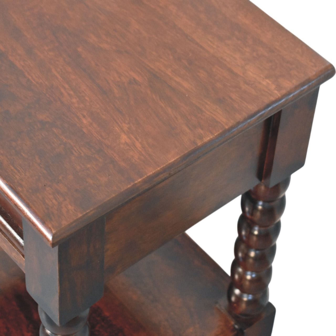 Handcrafted Vienna 1-Drawer Nightstand - Solid Mango Wood Bedside Table for Bedroom - product view 4 showing handcrafted...