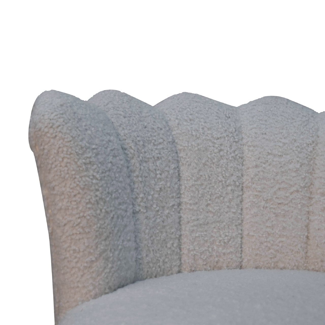 Handcrafted White Boucle Swival Chair in Solid Mango Wood - product view 6 showing handcrafted solid mango wood chair