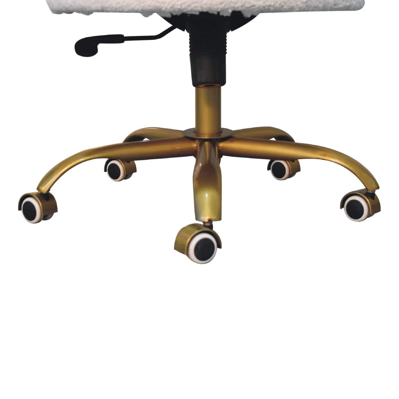 Handcrafted White Boucle Swival Chair in Solid Mango Wood - product view 8 showing handcrafted solid mango wood chair