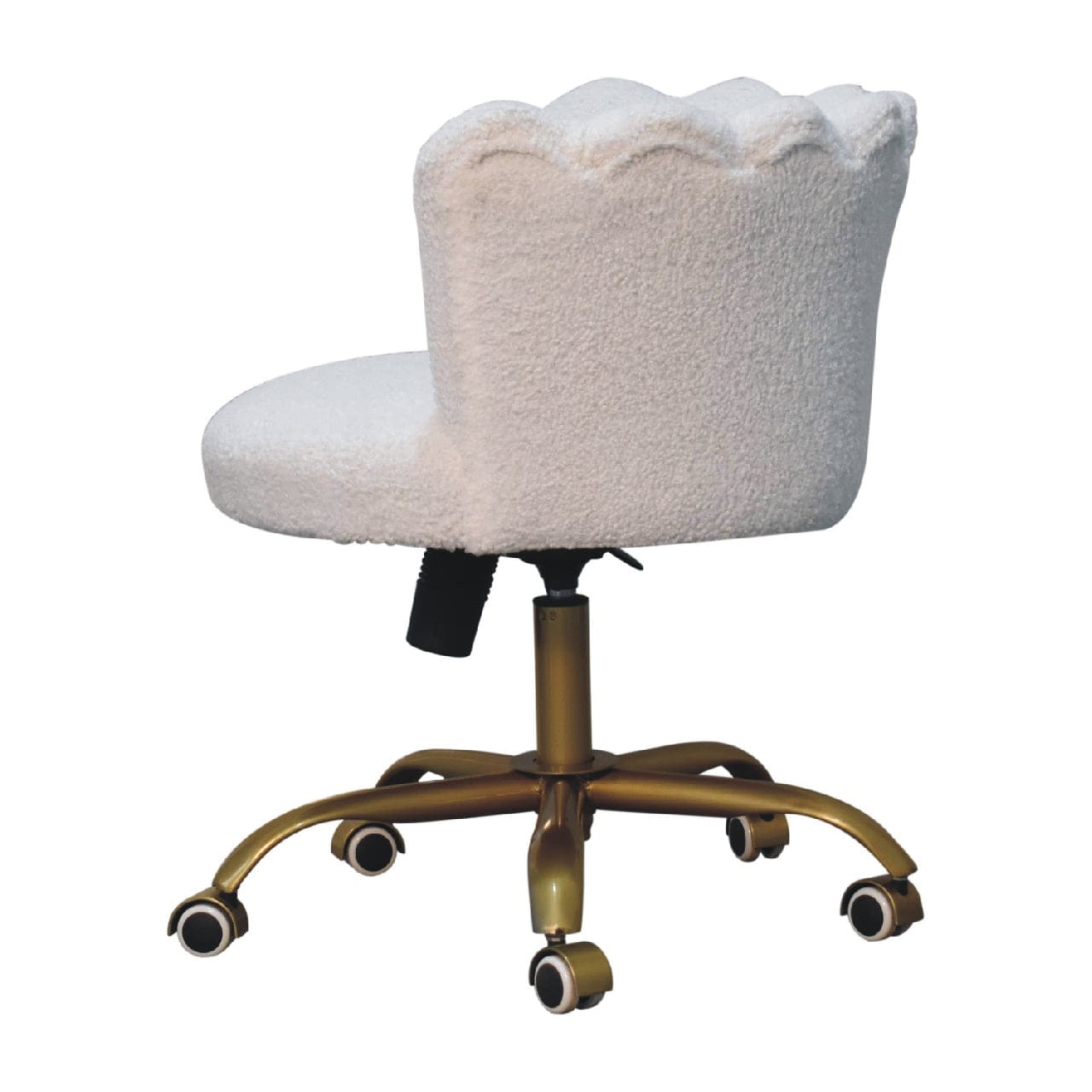 Handcrafted White Boucle Swival Chair in Solid Mango Wood - product view 9 showing handcrafted solid mango wood chair