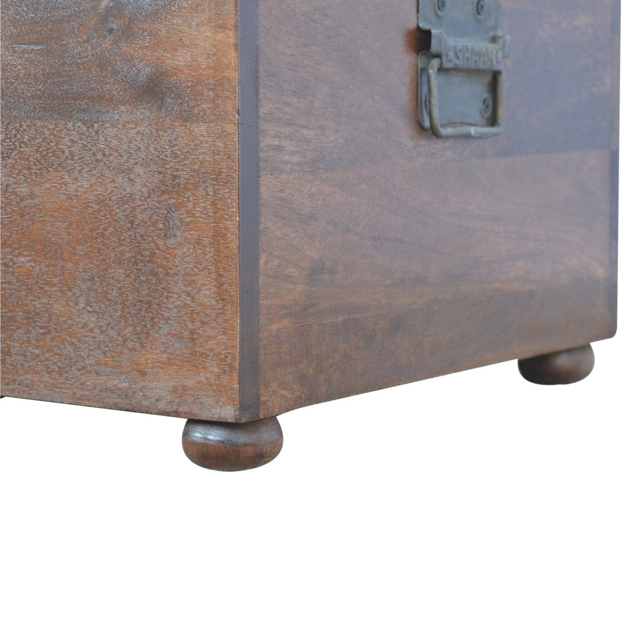 Handcrafted White Linen Storage Trunk - Solid Mango Wood Blanket Chest for Bedroom - product view 5 showing handcrafted...