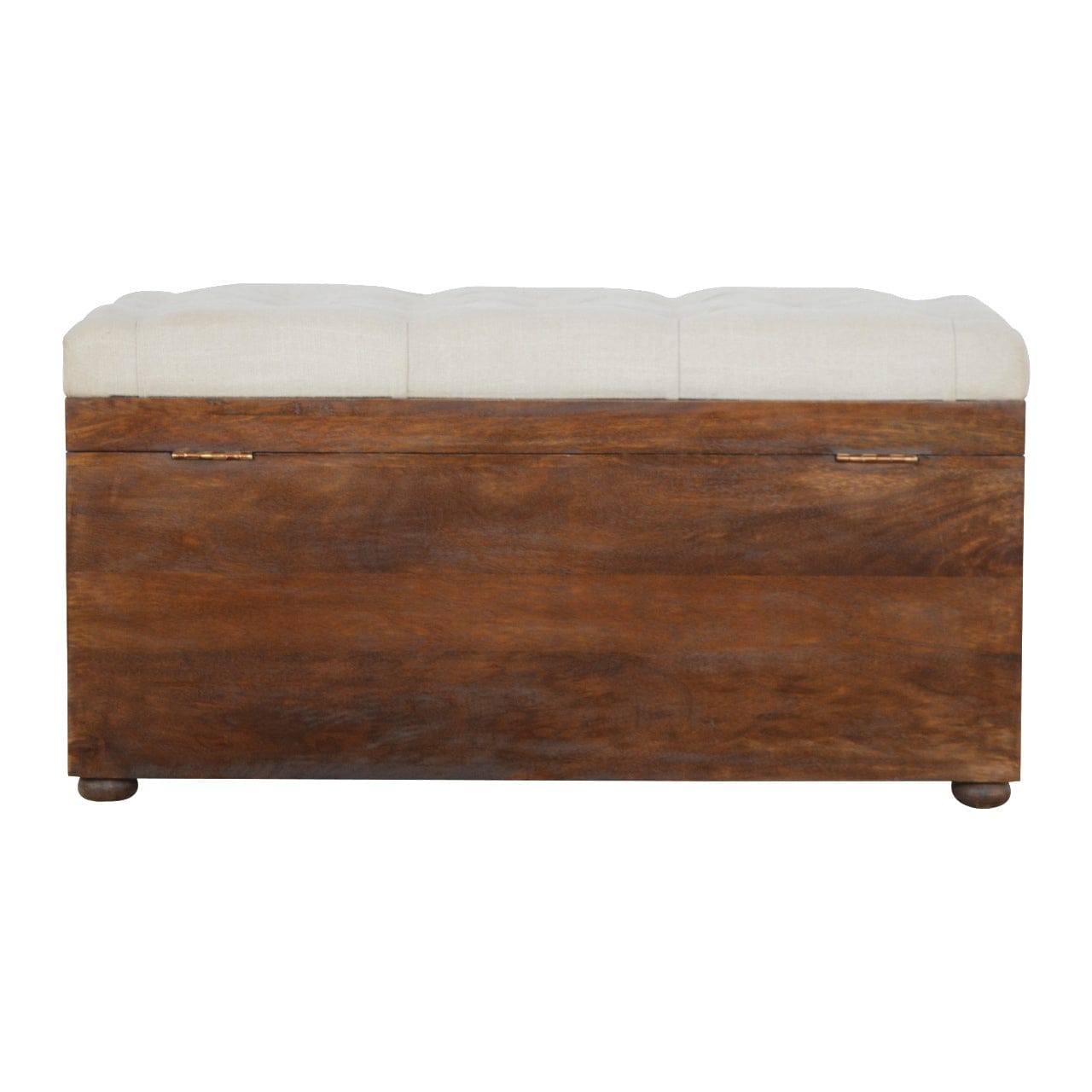 Handcrafted White Linen Storage Trunk - Solid Mango Wood Blanket Chest for Bedroom - product view 9 showing handcrafted...