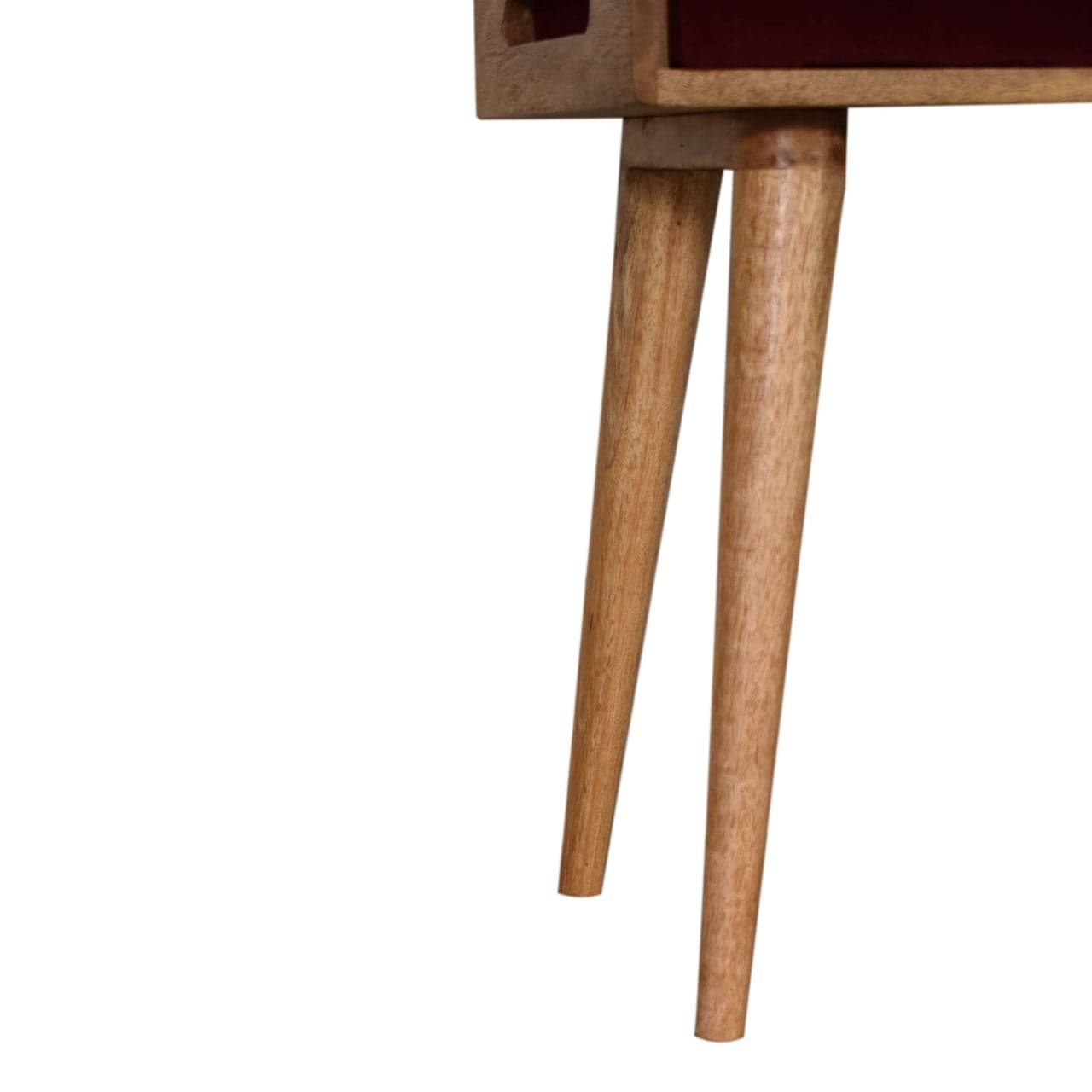 Handcrafted Wine Red Tray Style Footstool - Solid Mango Wood Accent Stool for Living Room - product view 5 showing...