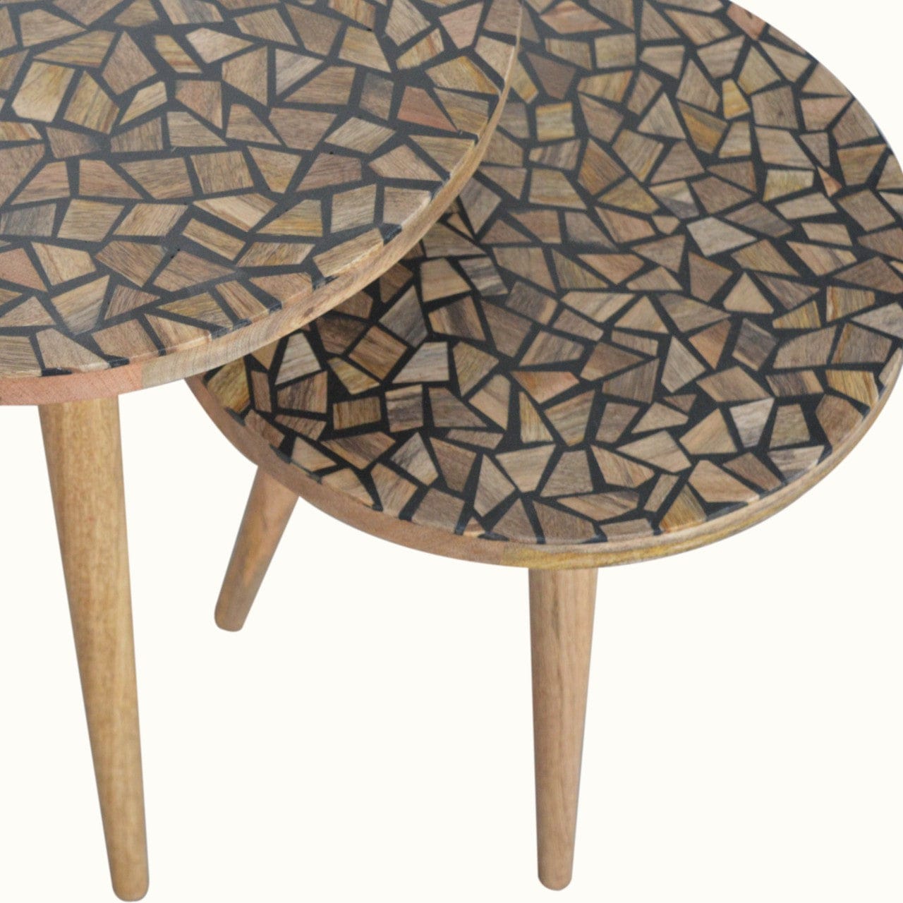 Handcrafted Tree Trunk Footstool - Solid Mango Wood Accent Stool for Living Room - product view 6 showing handcrafted...