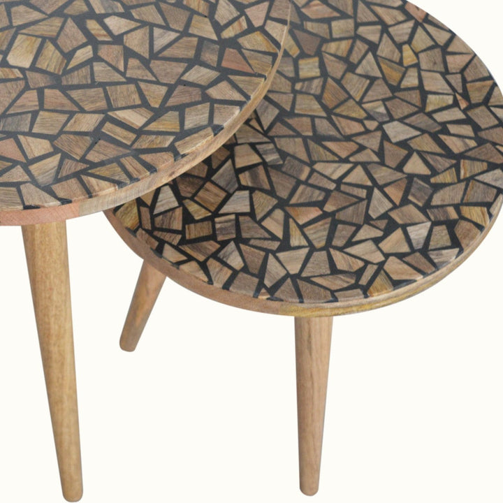 Handcrafted Tree Trunk Footstool - Solid Mango Wood Accent Stool for Living Room - product view 6 showing handcrafted...