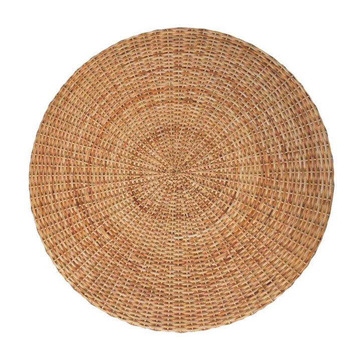 Glamorous Regency Round Woven Coffee Table - Solid Mango Wood Center Table for Living Room - product view 6 showing...