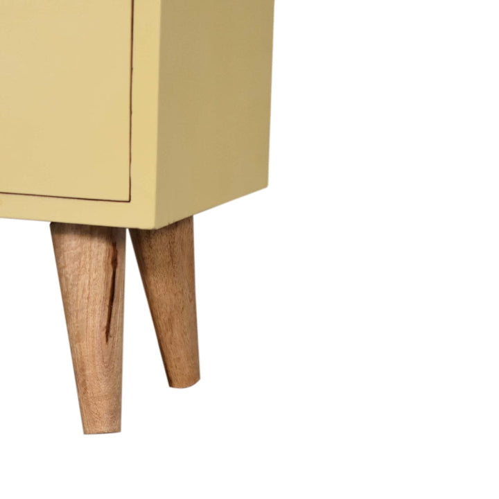 Handcrafted Yellow Hand Painted Nightstand - Solid Mango Wood Bedside Table for Bedroom - product view 8 showing...