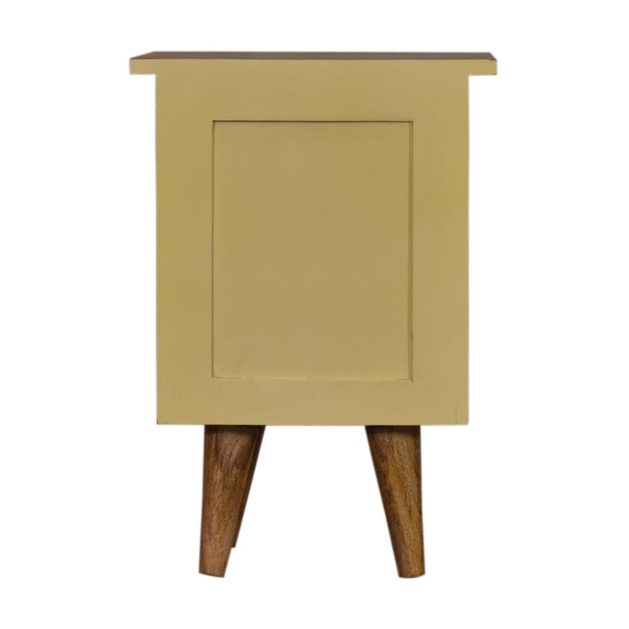 Handcrafted Yellow Hand Painted Nightstand - Solid Mango Wood Bedside Table for Bedroom - product view 9 showing...
