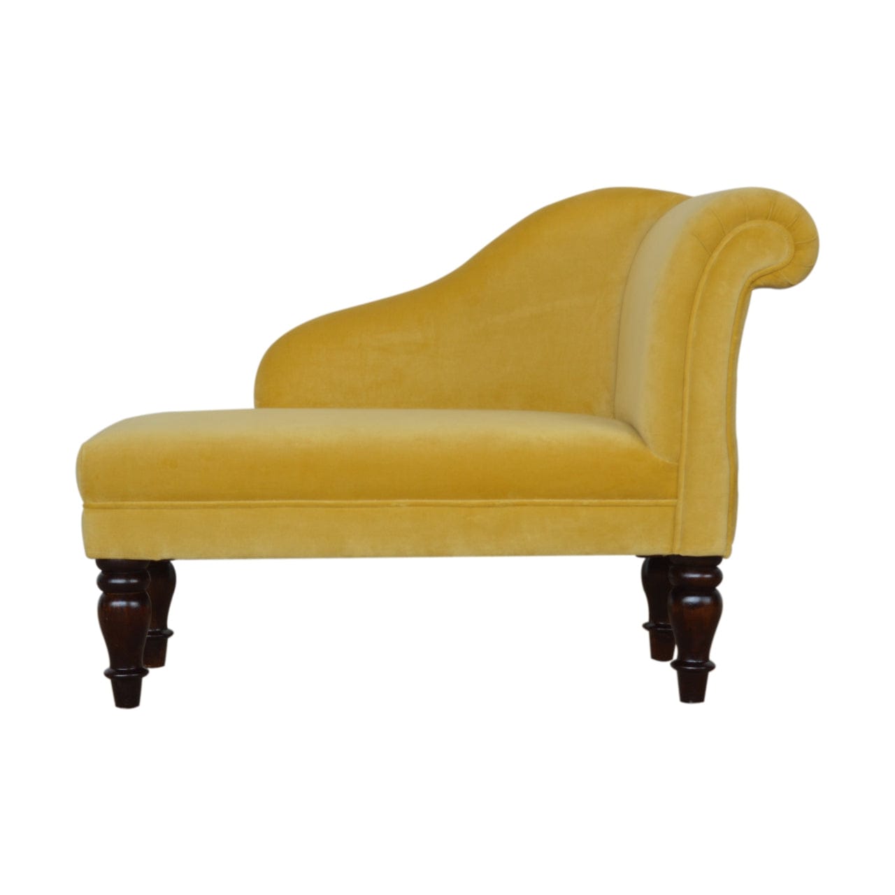 Velvet Chaise Furniture with Crafted from Solid Mango Wood - main view showing handcrafted solid mango wood furniture