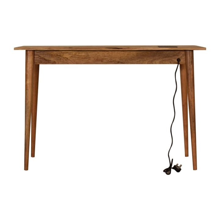 2 Drawer Cable Writing Desk - Solid Mango Wood Writing Table for Home Office - product view 9 showing handcrafted solid...