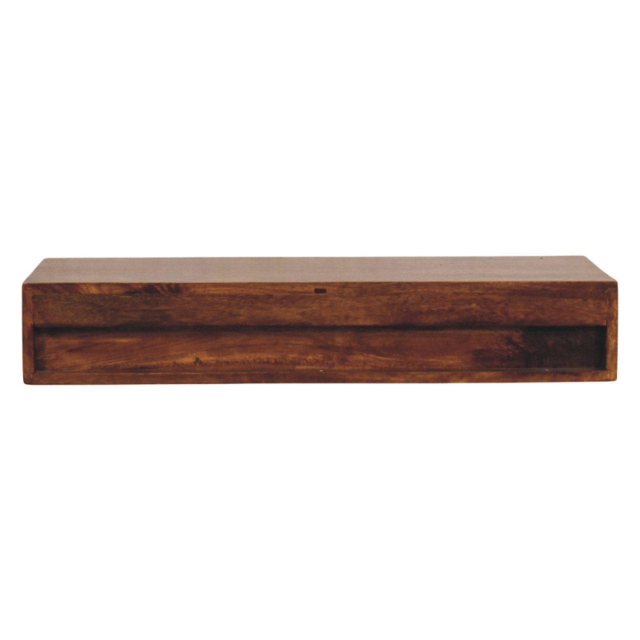 2 Drawer Chestnut Floating Console Table - Entryway & Hallway Table in Solid Mango Wood - product view 9 showing...