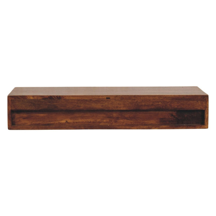 2 Drawer Chestnut Floating Console Table - Entryway & Hallway Table in Solid Mango Wood - product view 9 showing...