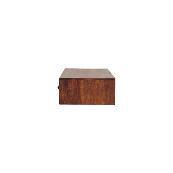2 Drawer Chestnut Floating Console Table - Entryway & Hallway Table in Solid Mango Wood - product view 8 showing...