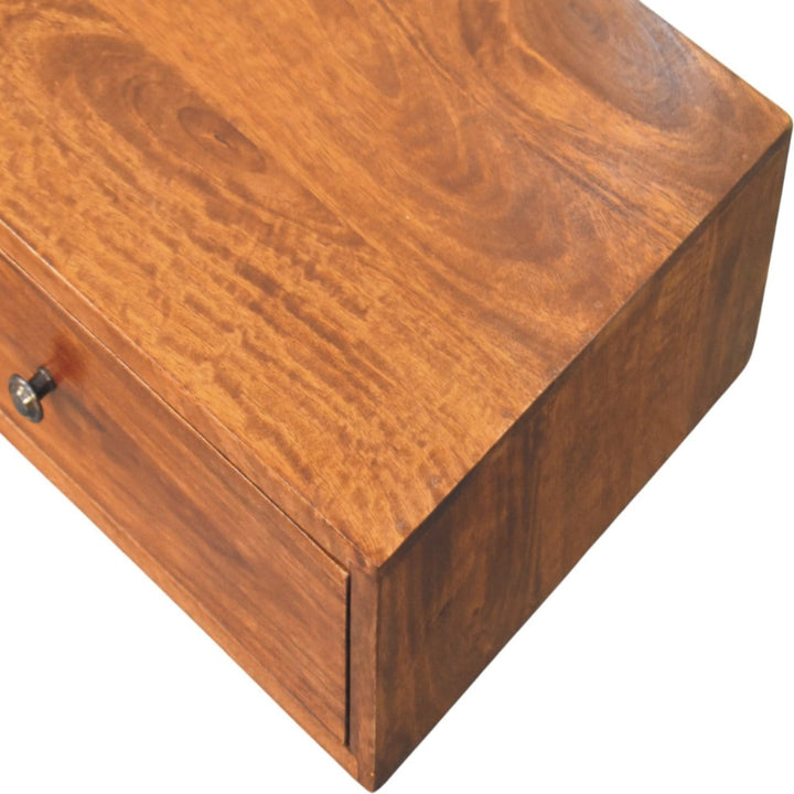 2 Drawer Chestnut Floating Console Table - Entryway & Hallway Table in Solid Mango Wood - product view 6 showing...