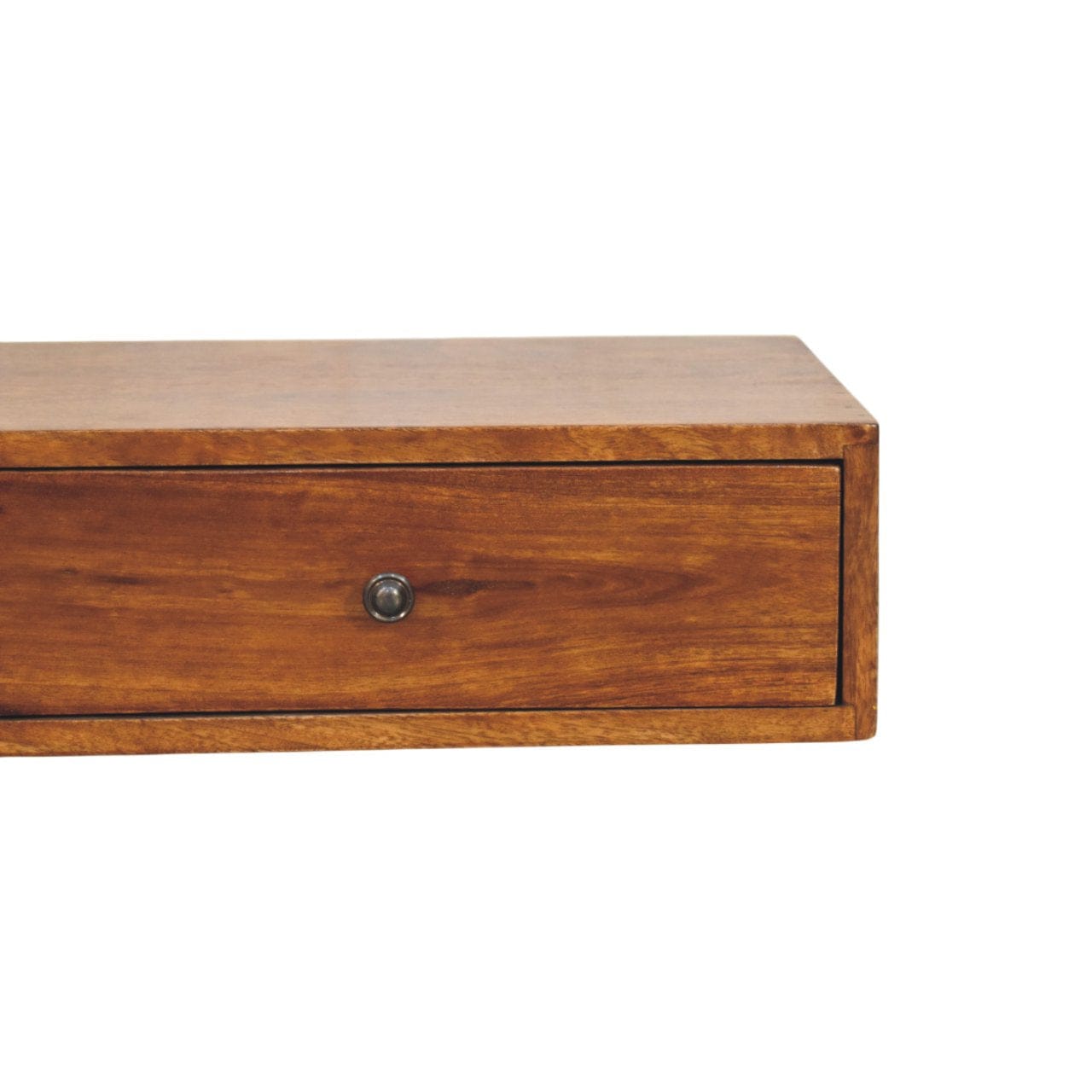 2 Drawer Chestnut Floating Console Table - Entryway & Hallway Table in Solid Mango Wood - product view 5 showing...