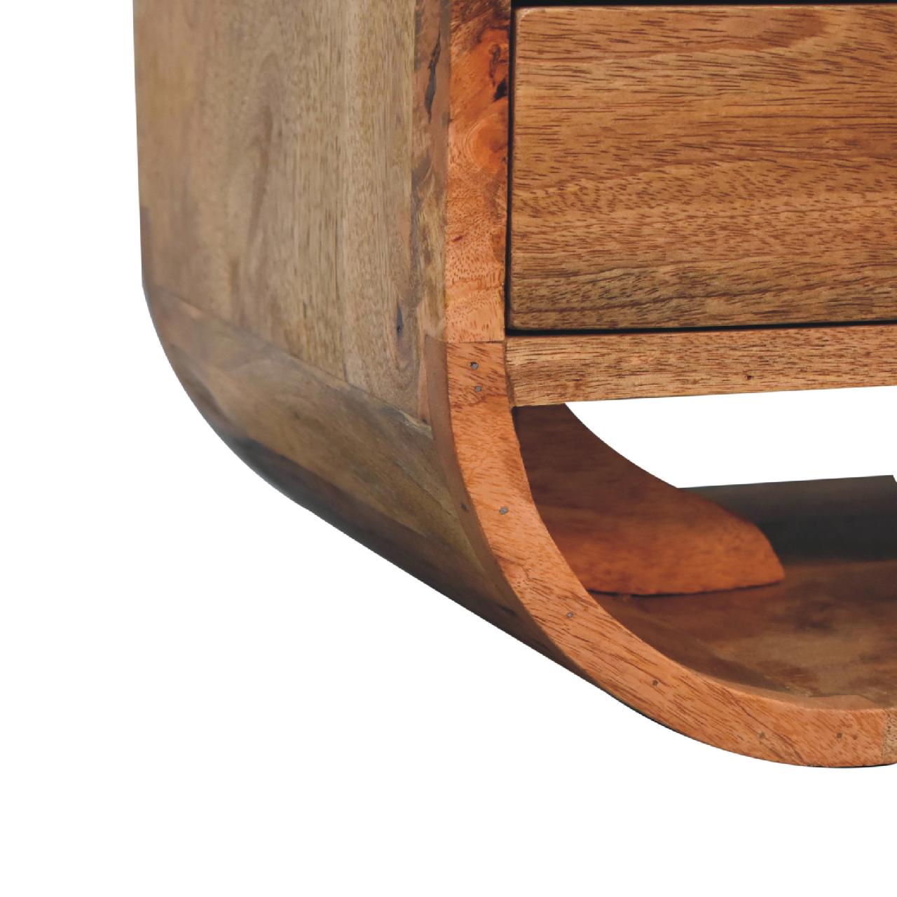 2 Drawer Curved Edge TV Stand - Solid Mango Wood Entertainment Center for Living Room - product view 7 showing...