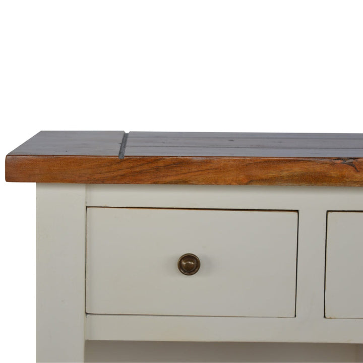 2 Tone Kitchen Unit in Solid Mango Wood - product view 6 showing handcrafted solid mango wood furniture