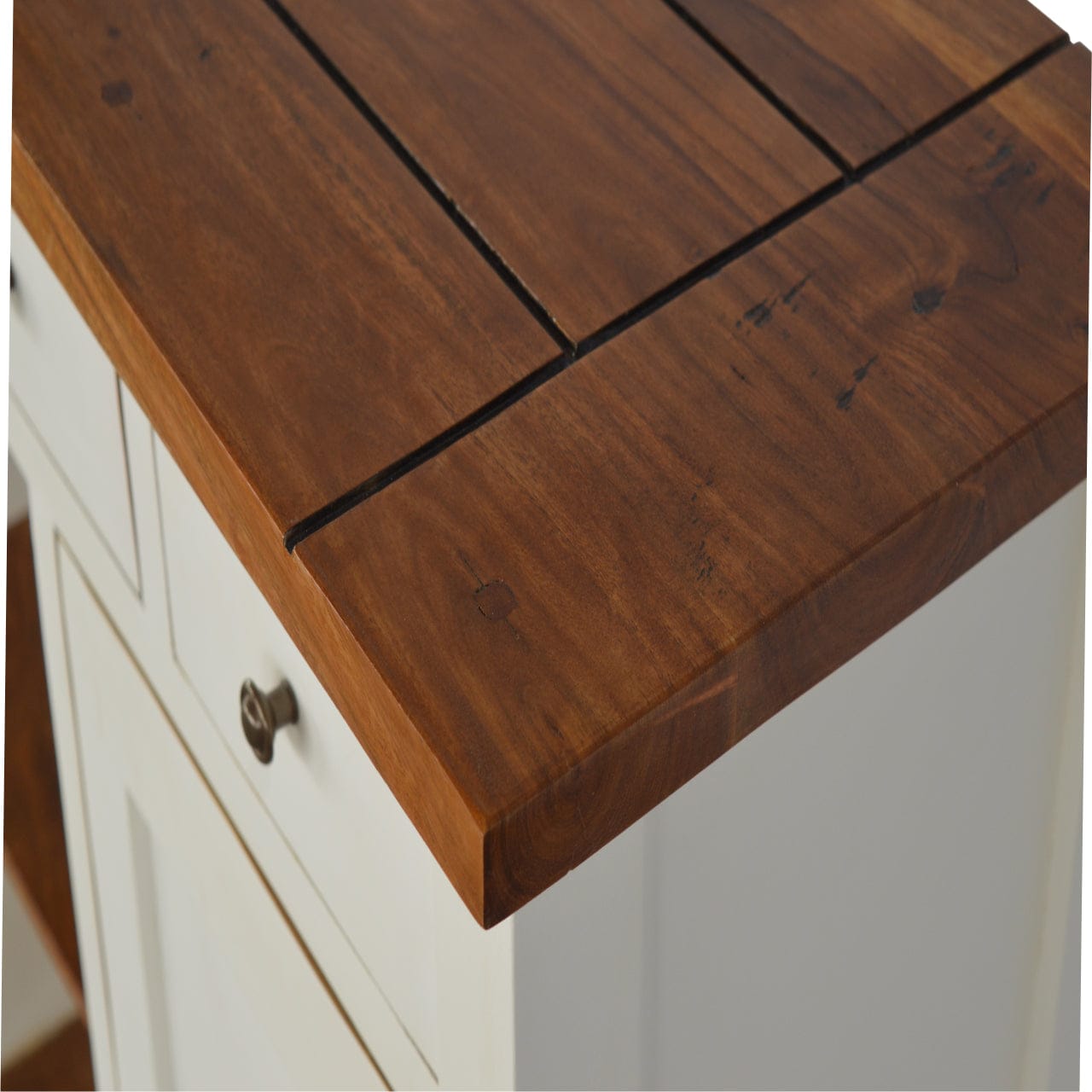 2 Tone Kitchen Unit in Solid Mango Wood - product view 3 showing handcrafted solid mango wood furniture