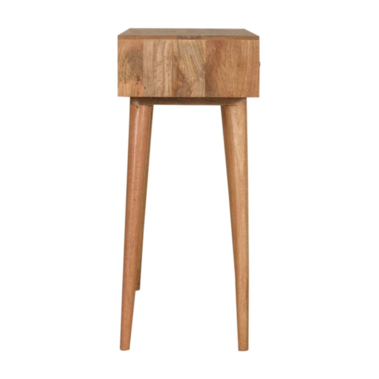 Acadia Teal and White Console Table - Solid Mango Wood Hallway Console for Entryway - product view 8 showing handcrafted...