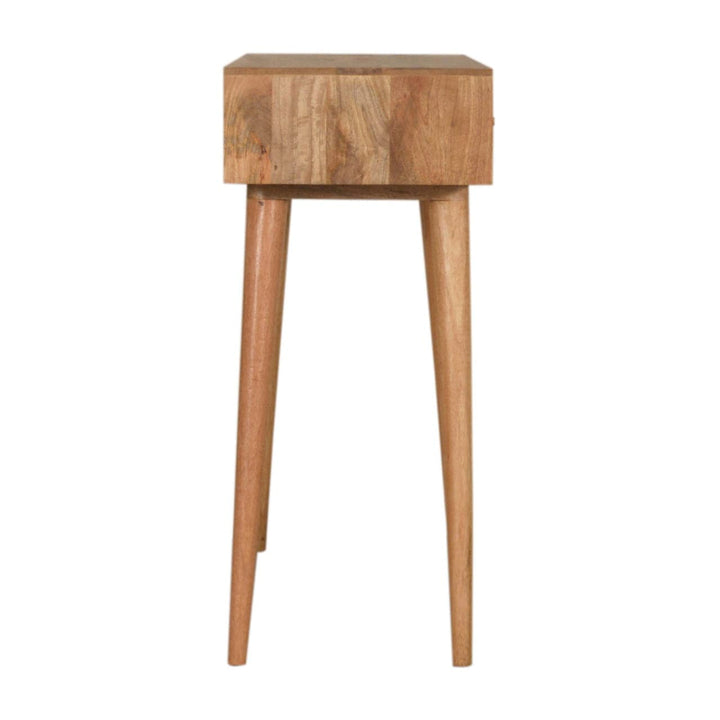 Acadia Teal and White Console Table - Solid Mango Wood Hallway Console for Entryway - product view 8 showing handcrafted...