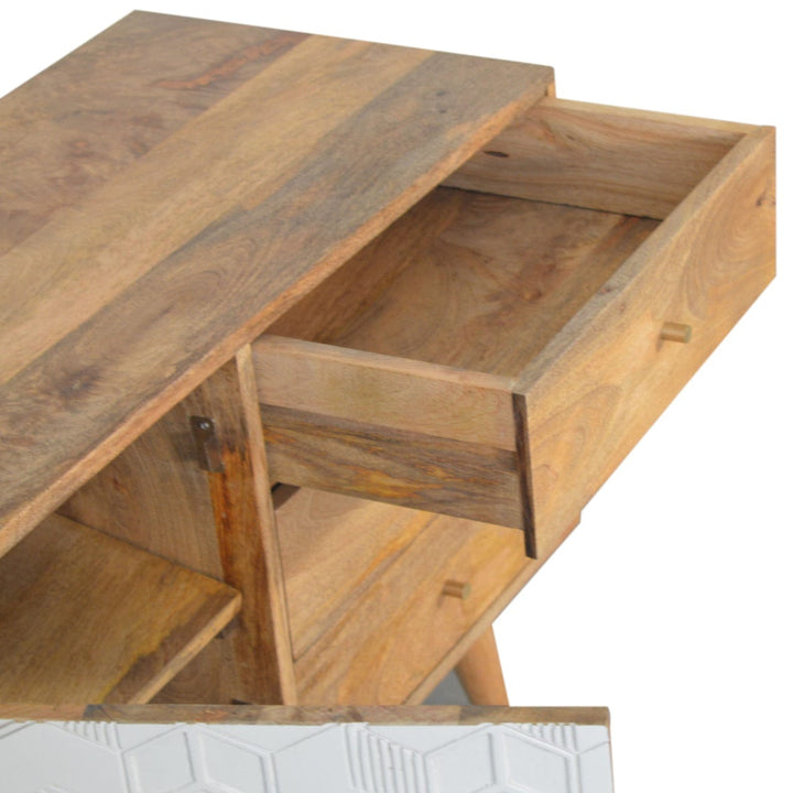 Acadia White Sideboard - Solid Mango Wood Buffet Cabinet for Dining Room - product view 6 showing handcrafted solid mango...
