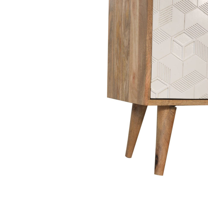 Acadia White Sideboard - Solid Mango Wood Buffet Cabinet for Dining Room - product view 5 showing handcrafted solid mango...