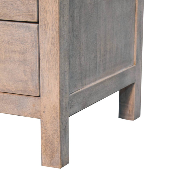 Acid Wash 2 Drawer Open Nightstand - Solid Mango Wood Bedside Table for Bedroom - product view 8 showing handcrafted...