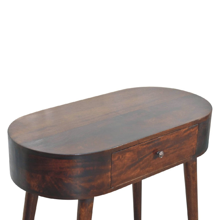 Albion Light Walnut Console Table - Solid Mango Wood Hallway Console for Entryway - product view 7 showing handcrafted...