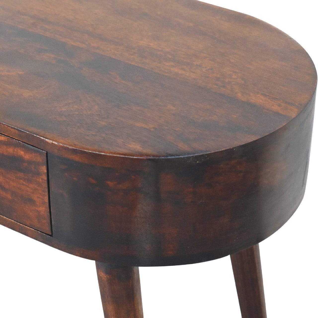Albion Light Walnut Console Table - Solid Mango Wood Hallway Console for Entryway - product view 6 showing handcrafted...